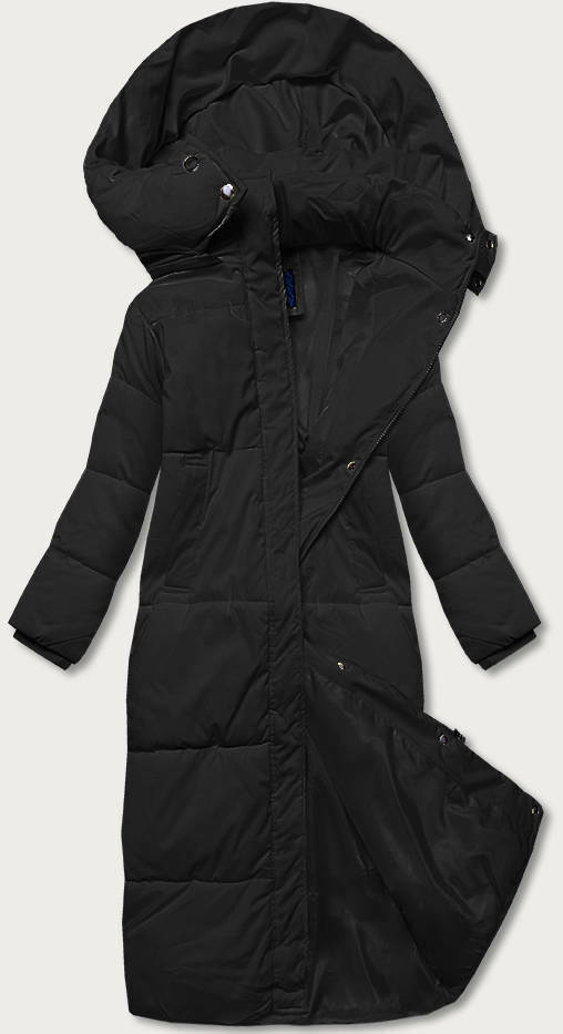Dlouhá černá dámská zimní bunda (AG3-3031) - L (40) - odcienie czerni