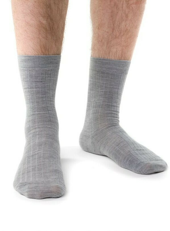 Pánské žebrované ponožky Steven art.130 Merino - 44-46 - šedá světlá melanž