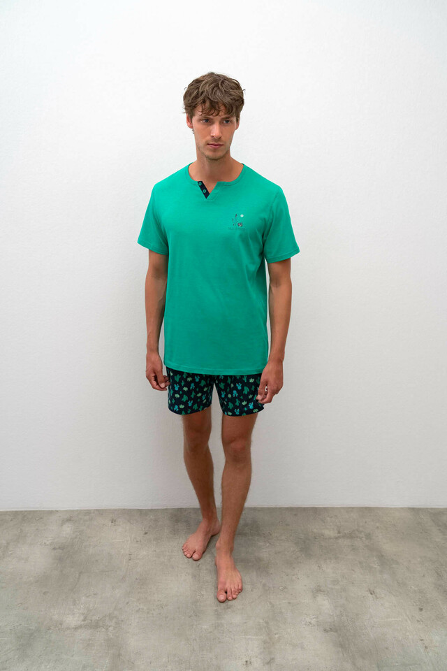 Pánské krátké pyžamo 16660 - Vamp - M - zeleno-modrá