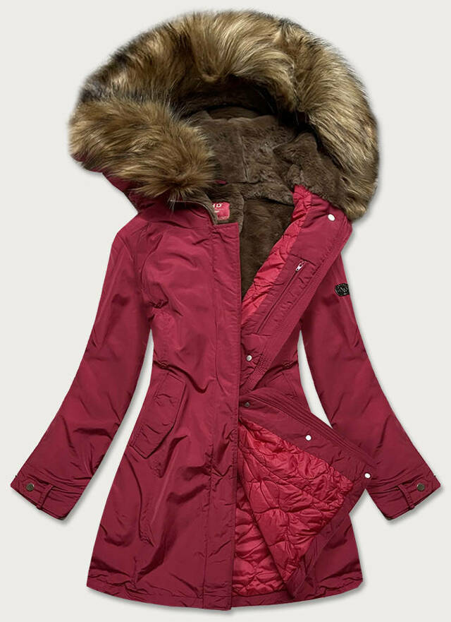 Červená dámská zimní bunda (M21309) - S (36) - odcienie czerwieni