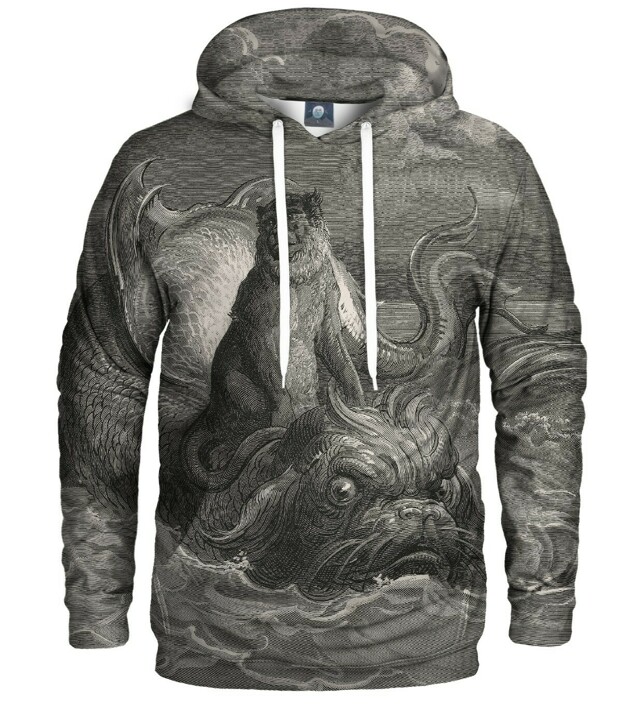 Aloha From Deer Dore Series - Monkey On A Dolphin Hoodie H-K AFD494 Grey - XS