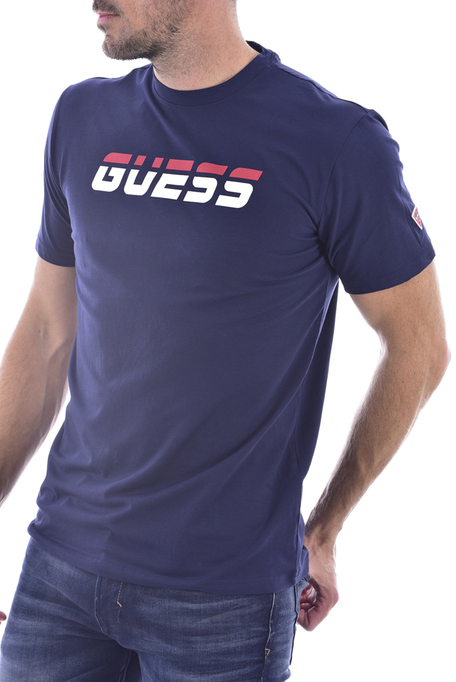 Pánské tričko s krátkým rukávem U0BA47K6YW1 - D780 modrá - Guess - M - tm.modrá