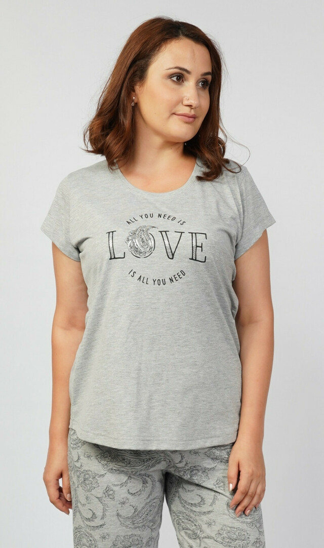 Dámské pyžamo kapri Love - šedá 4XL
