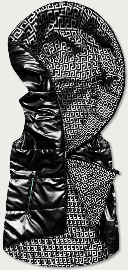 Černá dámská rozšířená oboustranná vesta (B8005-1) - XL (42) - černá