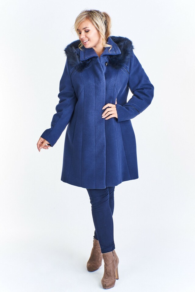 Dámský kabát Olga M49913-CN09-1 - OLA - XL - tmavě modrá
