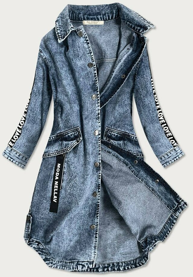 Světle modrá volná dámská džínová bunda/přehoz přes oblečení (C101) - XS (34) - odcienie niebieskiego