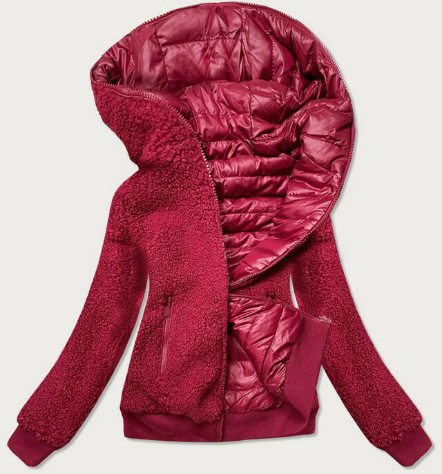Oboustranná červená dámská bunda "beránek" (H-989-25) - XL (42) - odcienie czerwieni