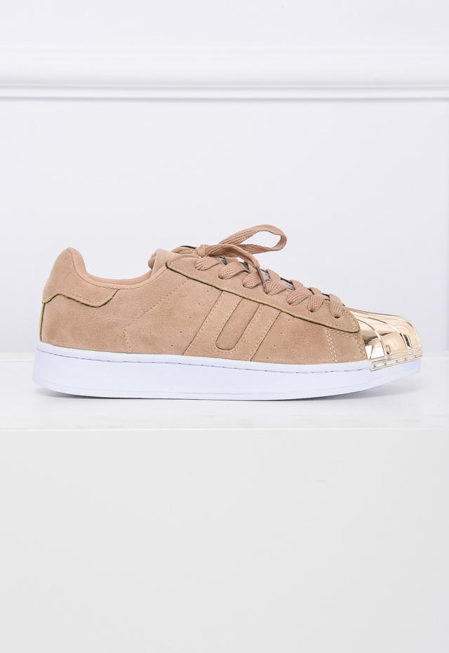 Semišové trampky s lesklou špičkou - 37 - Khaki