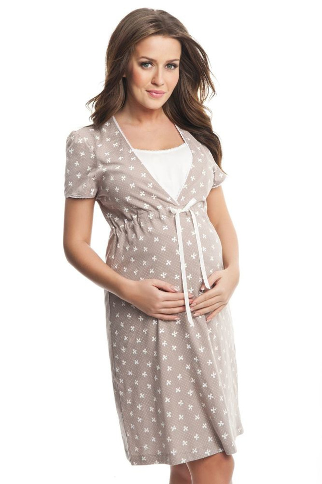Kojicí a těhotenská noční košile Beáta béžová - L