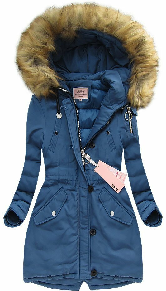 Světle modrá hrubší zimní bunda parka (W710) - XL (42) - modrá