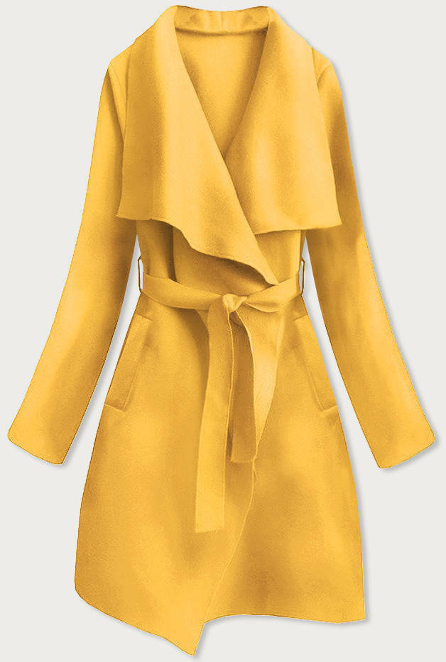 Žlutý dámský minimalistický kabát (747ART) - jedna velikost - žlutá