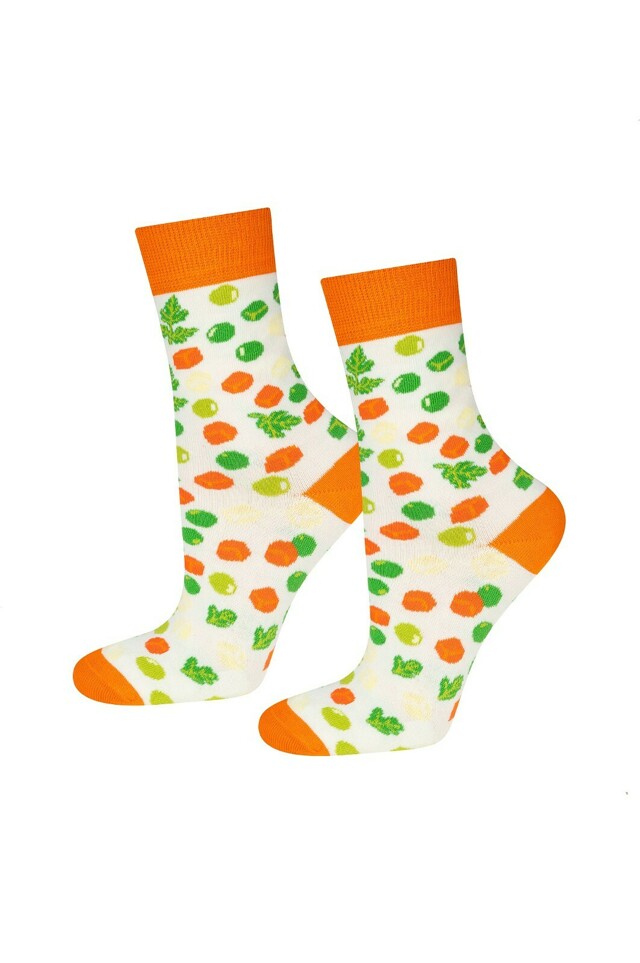 Dámské ponožky Zeleninový salát - Soxo - 35-40 - žlutá s potiskem