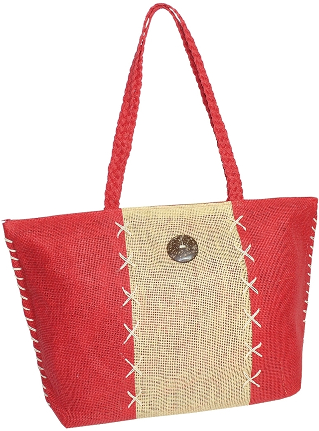 Plážová taška Semiline 1485-5 Red/Ecru - 37 cm x 54 cm x 15 cm
