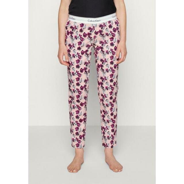 Dámské pyžamové kalhoty QS6158E 1F7 - meruňková/kytičky - Calvin Klein - L - meruňková