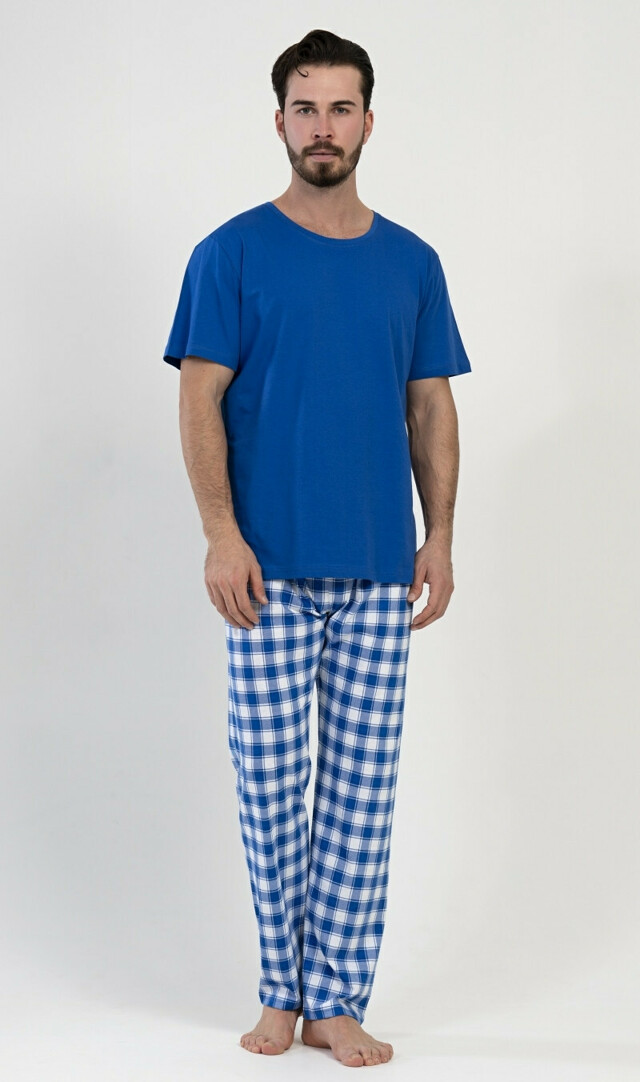 Pánské pyžamo dlouhé Karel - modrá M