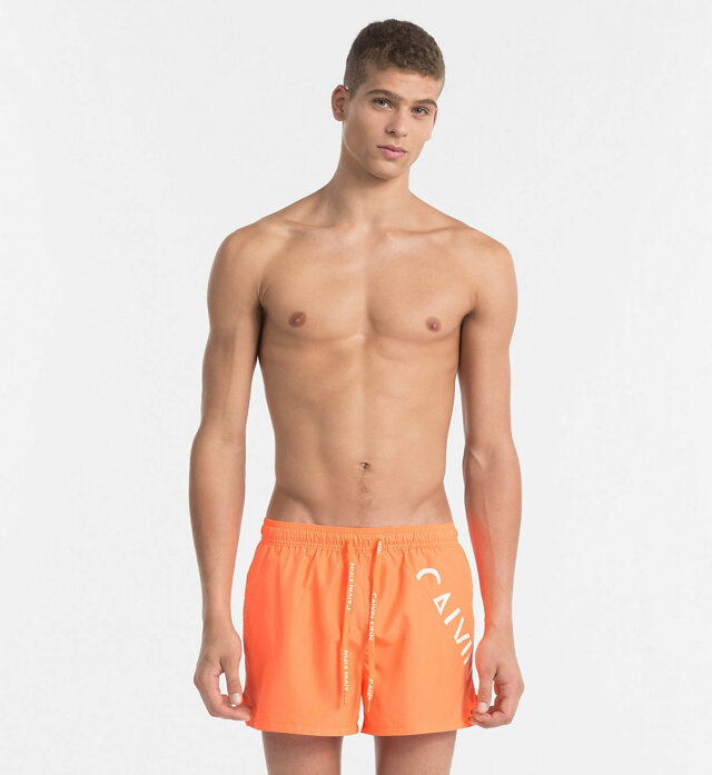 Pánské plavky KM0KM00161-807 oranžová - Calvin Klein