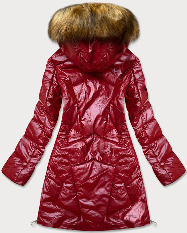 Červená lesklá dámská zimní bunda (M-21008) - S (36) - odcienie czerwieni