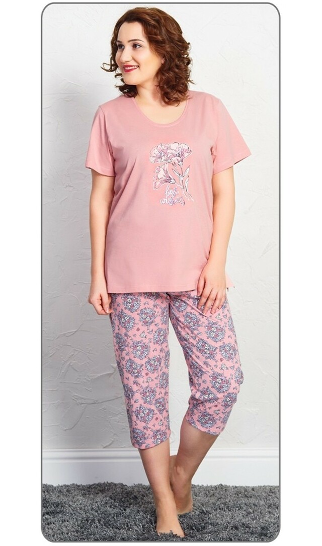Dámské pyžamo kapri Marie - starorůžová 1XL