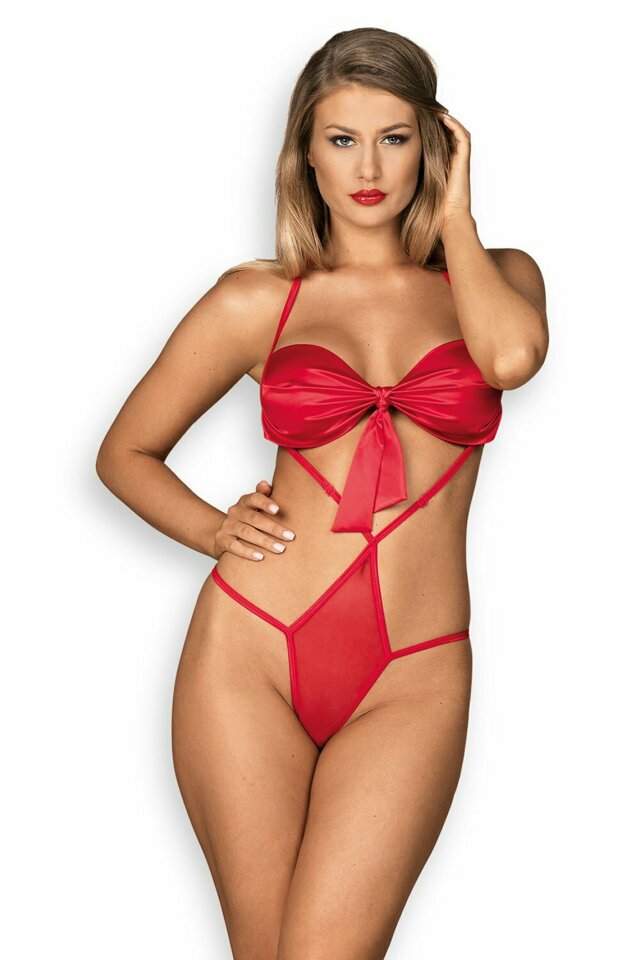 Erotické body Giftella teddy - OBSESSIVE - L/XL - červená