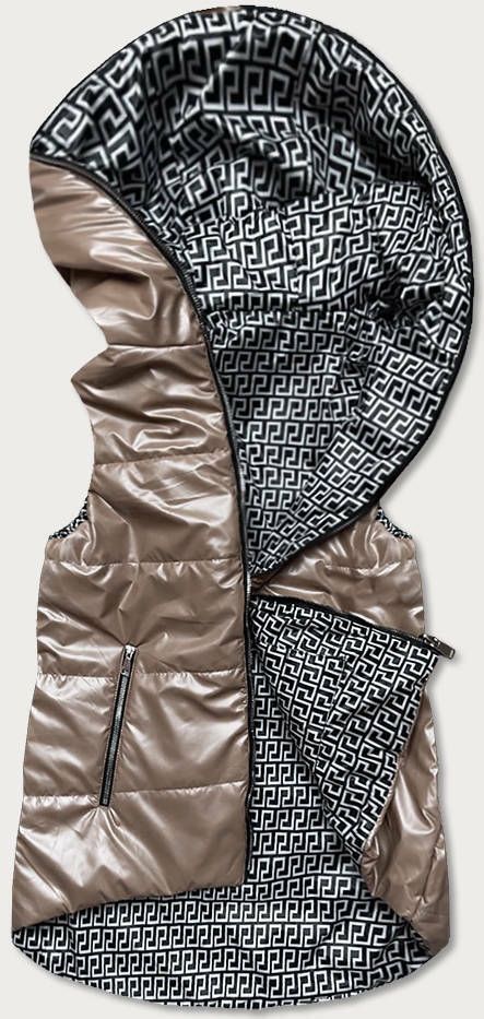 Rozšířená oboustranná dámská vesta v barvě cappuccino (B8005-12) - XL (42) - béžová