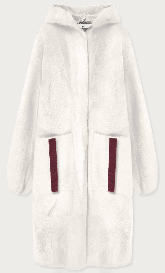Bílý přehoz přes oblečení s kapucí á la alpaka (B3005) - S (36) - odcienie bieli