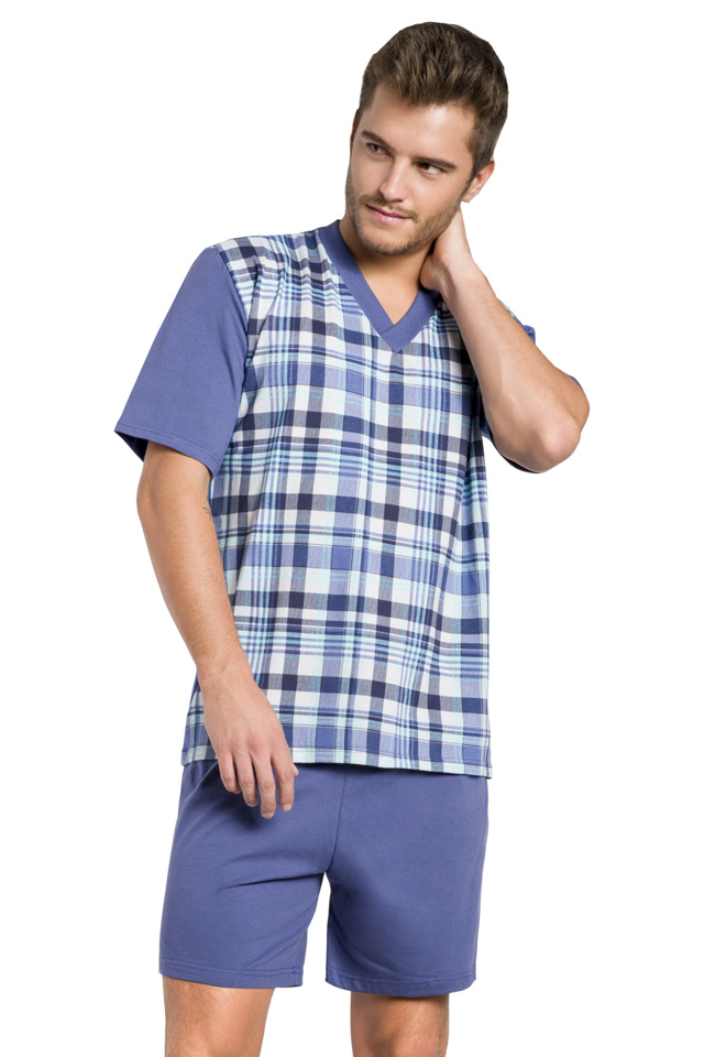 Pánské pyžamo Roman modré krátké nadměrná velikost