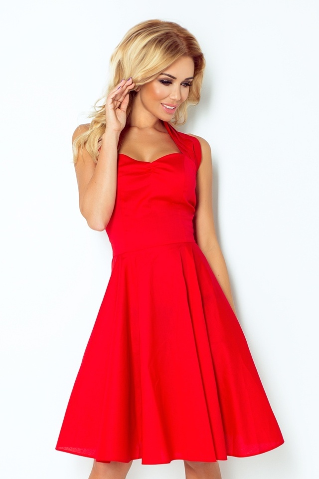 Červené rockabilly pin up šaty s knoflíky 30-18