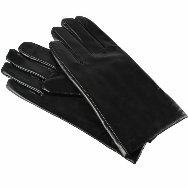 Semiline Dámské kožené antibakteriální rukavice P8211 Black - S