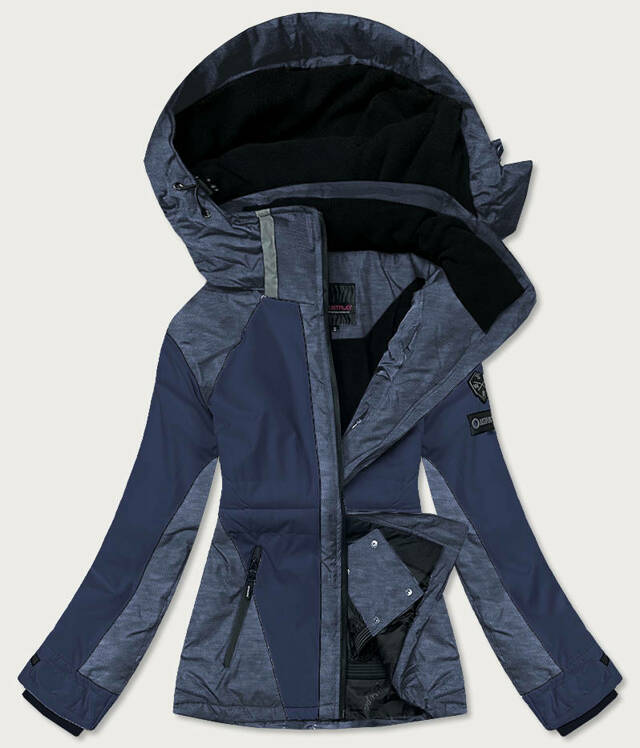 Tmavě modrá/melanžová dámská zimní lyžařská bunda (b2356) - S (36) - odcienie niebieskiego