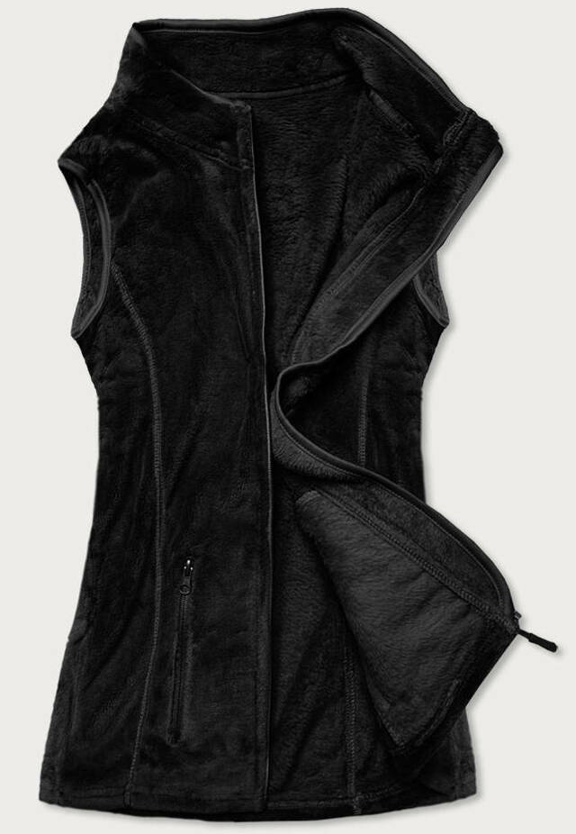 Černá plyšová dámská vesta (HH003-1) - S (36) - odcienie czerni