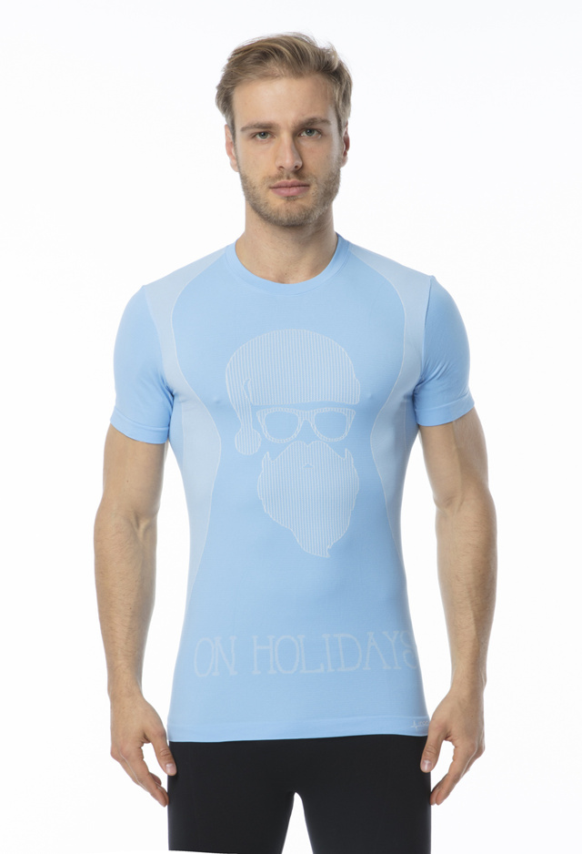 Pánské funkční tričko s krátkým rukávem IRON-IC - Hipster - modrá Barva: Světle modrá, Velikost: - SM