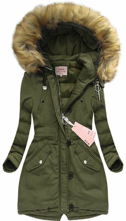 Hrubší zimní bunda parka v barvě khaki (W710) - XL (42) - khaki