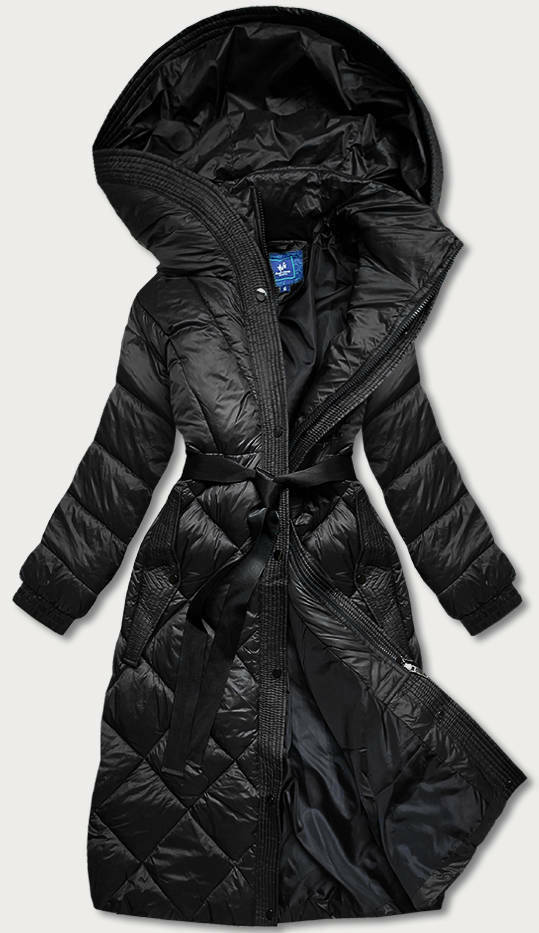 Dlouhá černá dámská péřová bunda (AG1-J9081) - S (36) - odcienie czerni