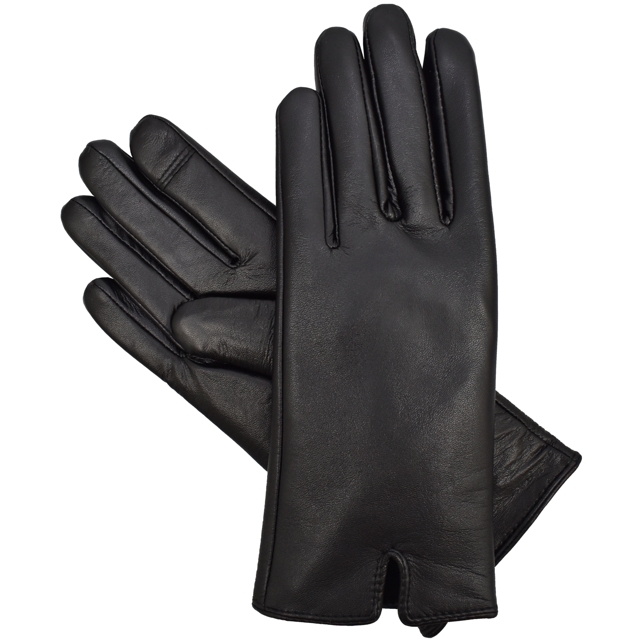 Semiline Dámské kožené antibakteriální rukavice P8200 Black - L