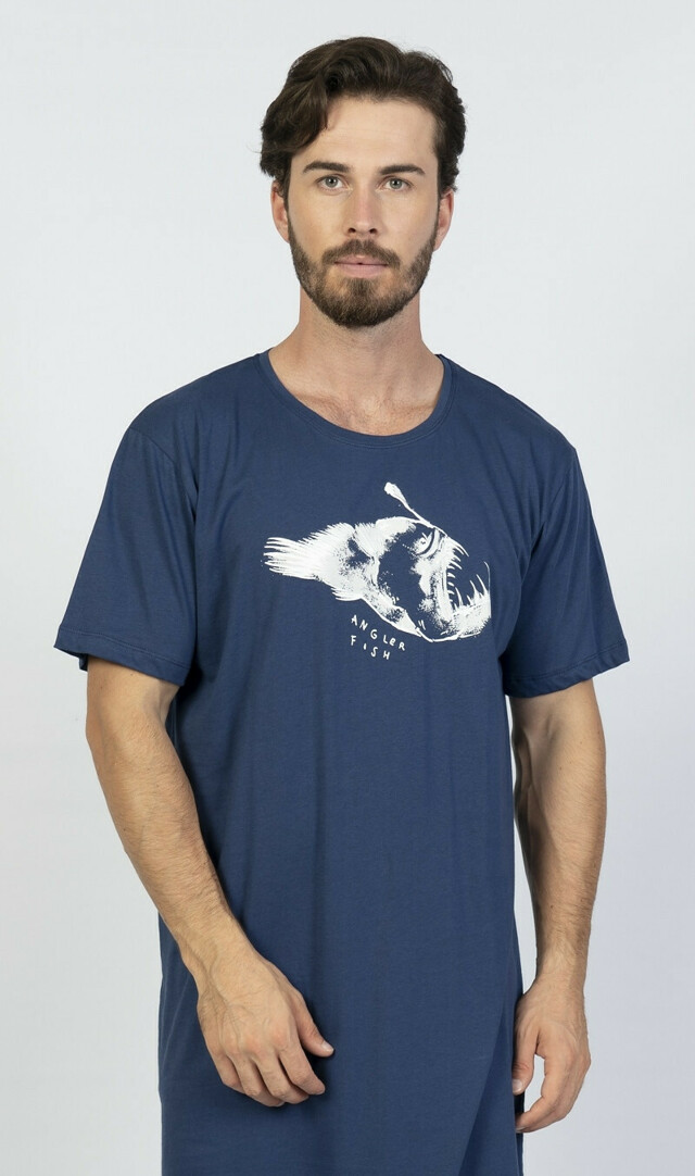 Pánská noční košile s krátkým rukávem Angler fish - tmavě modrá L