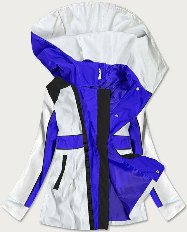 Světle modro-bílá dámská bunda větrovka s kapucí (YR1967) - S (36) - modrá