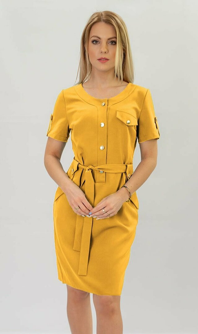 Žluté tužkové šaty 1 (309ART) - L (40) - žlutá