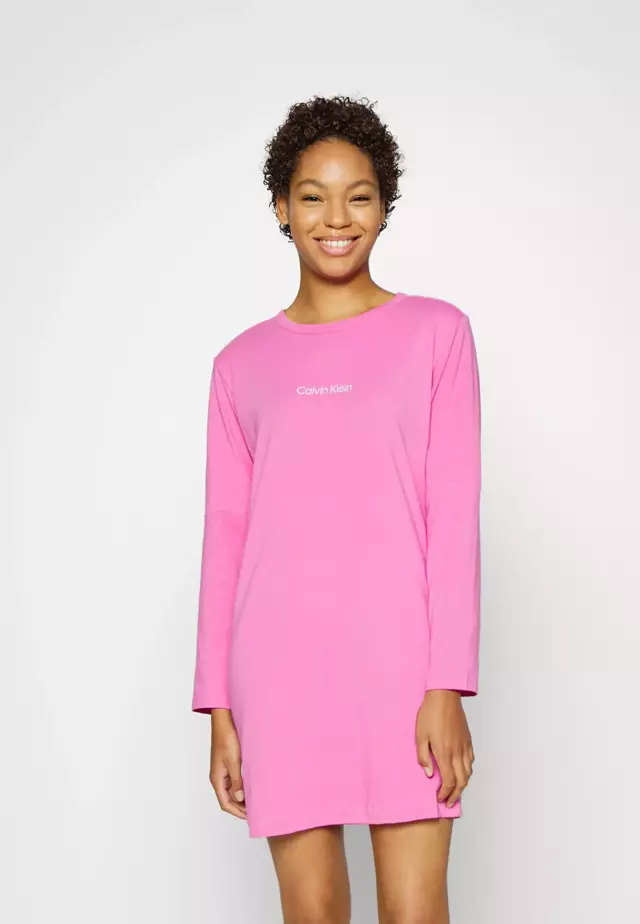 Dámská noční košilka Lounge QS6762E - TO3 - Hollywood růžová - Calvin Klein - S - růžova