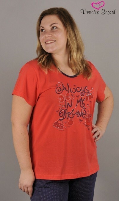 Dámské pyžamo kapri Dream - korálová 1XL