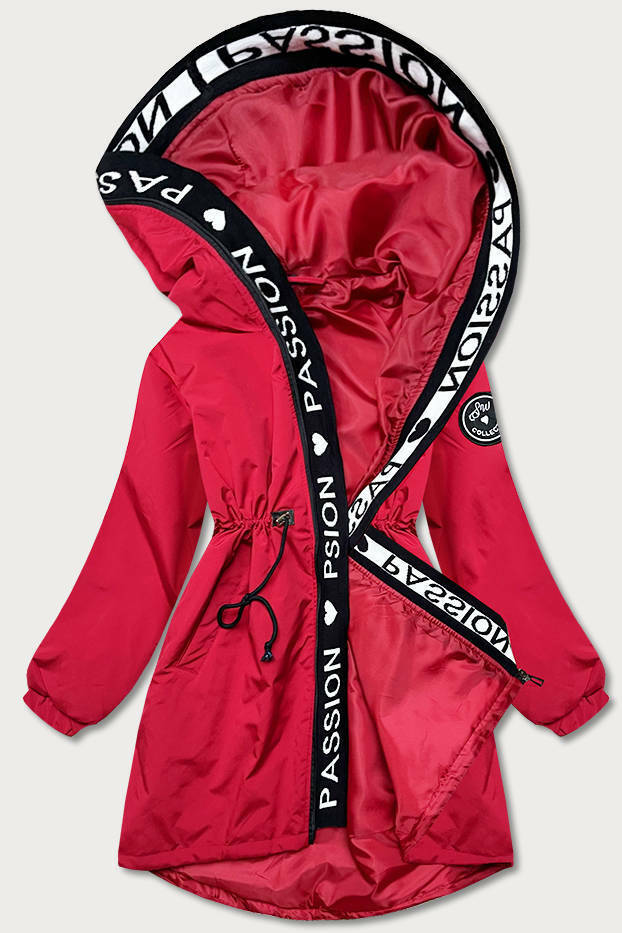 Asymetrická červená dámská bunda parka (B8001-4)