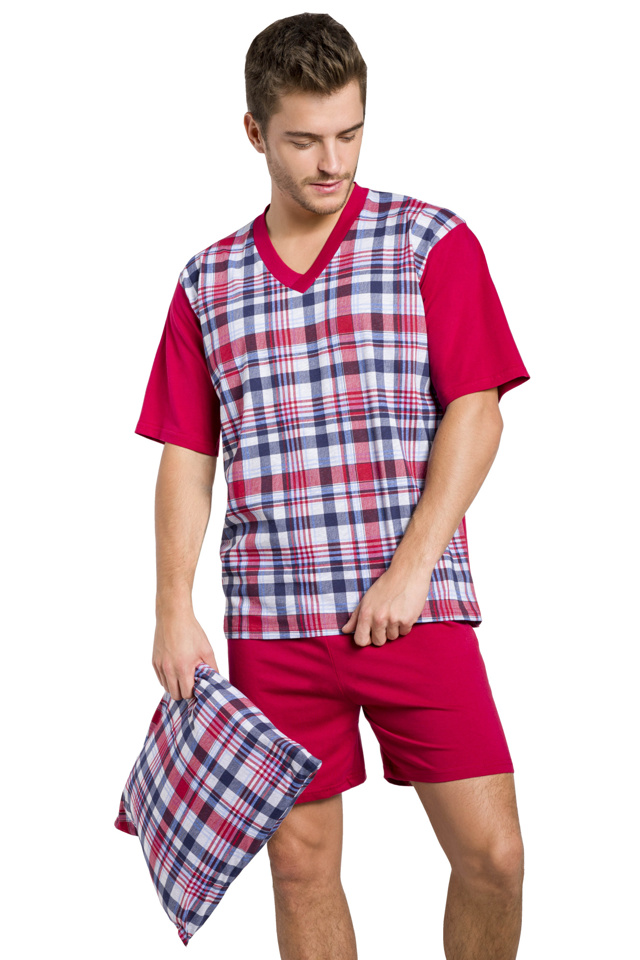 Pánské pyžamo Roman bordó krátké nadměrná velikost