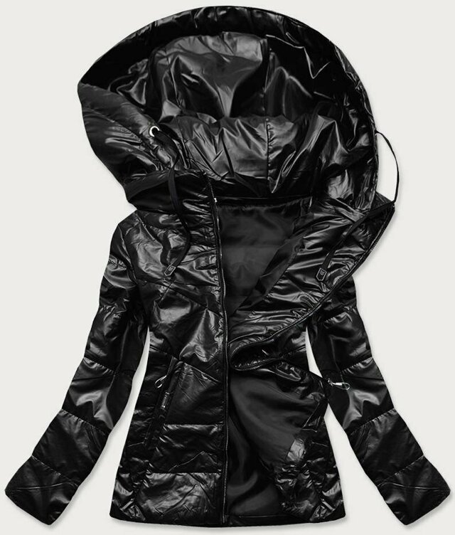 Černá lesklá dámská bunda (B9751) - 46 - odcienie czerni