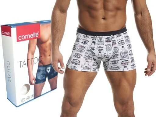 Pánské boxerky Tattoo 280/145 Whiskey 2 - Cornette - XXL - bílo-šedá