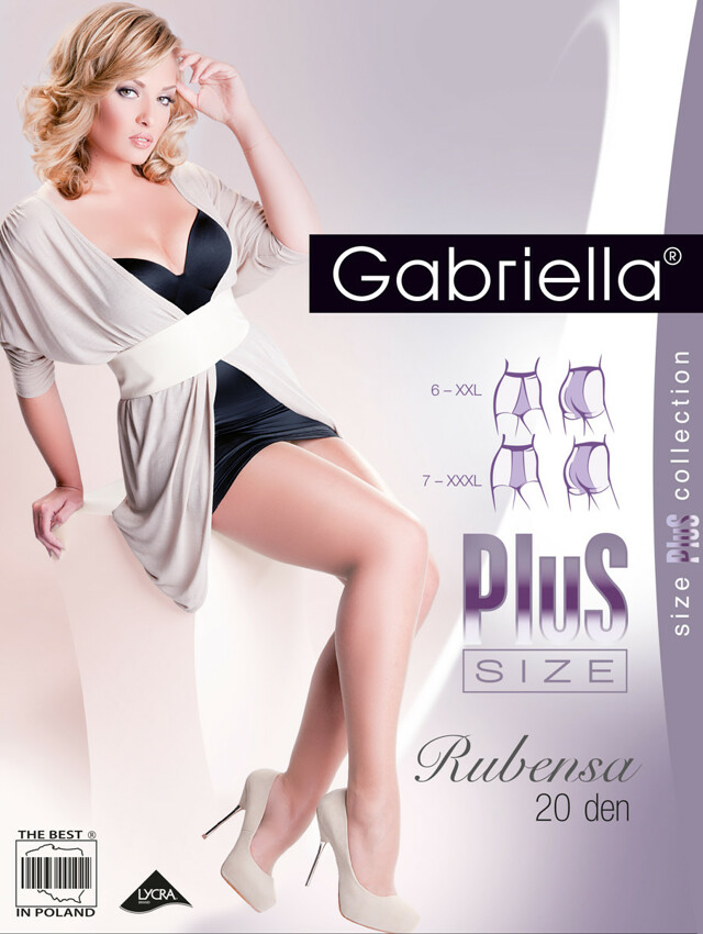 Punčochové kalhoty Gabriella Rubensa Plus Size 161 6-7 20 den - 6-XXL - béžová/dec.béžová