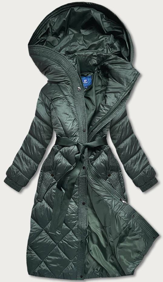 Dlouhá zelená dámská péřová bunda (AG1-J9081) - S (36) - odcienie zieleni