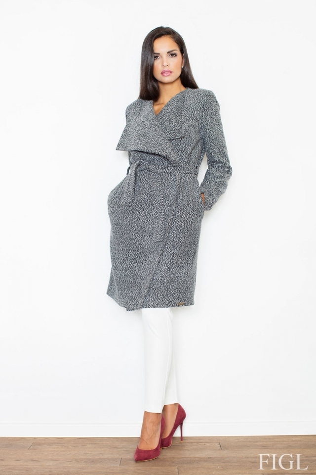 Dámský kabát M408 grey - M - šedá
