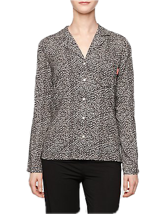 Dámské pyžamo vrch.díl QS1678E - Calvin Klein - L - šedá-leopard