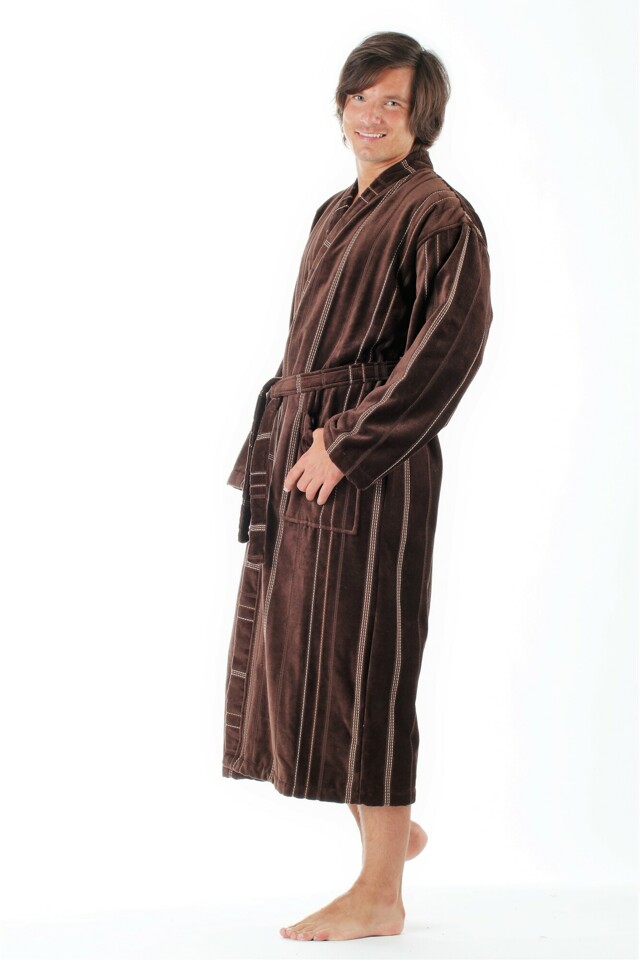 TERAMO 1223 pánské bavlněné kimono čokoládově hnědá - Vestis - M - hnědá 8859