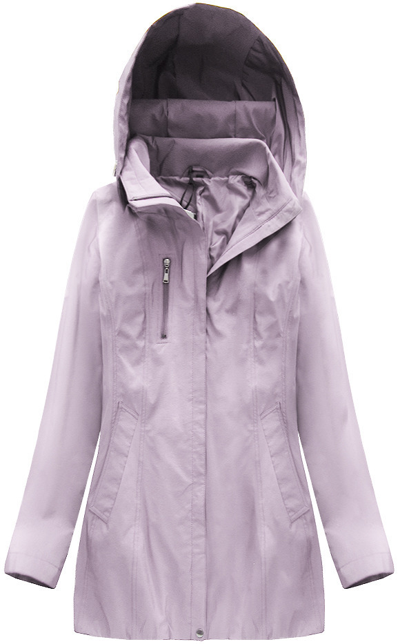 Lesklá bunda ve vřesové barvě s kapucí (B2610-30) - XXL (44) - fialová
