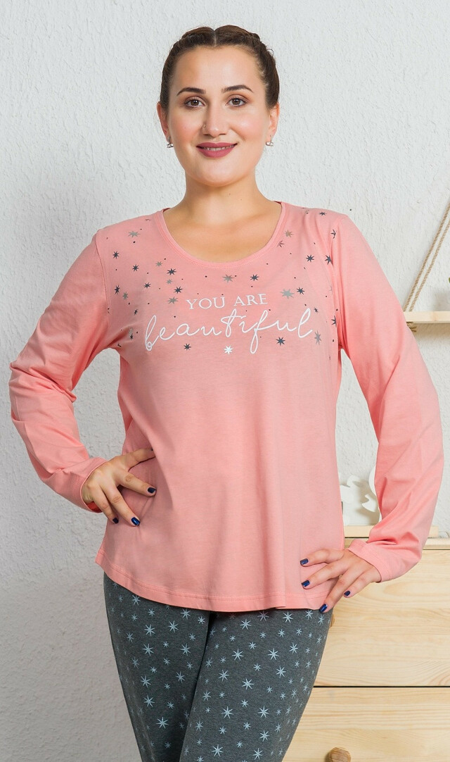 Dámské pyžamo dlouhé Beautiful - šedá 1XL